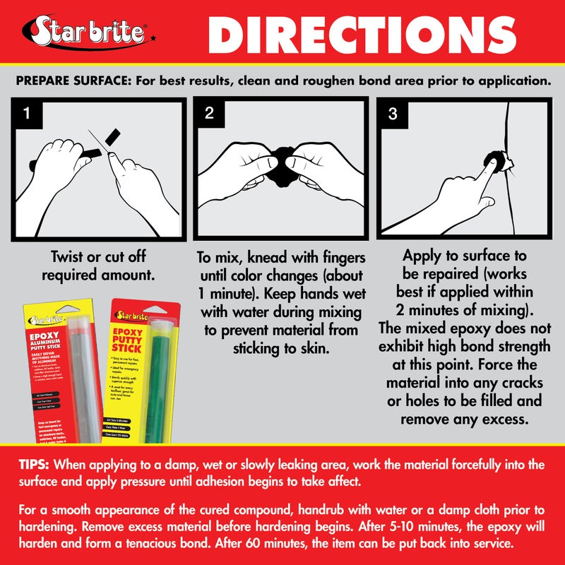 STAR BRITE Epoxy Aluminum Putty Stick - Make Fast, Permanent Repairs - Even Underwater - Aluminum 4 OZ. (087004) - Image 4