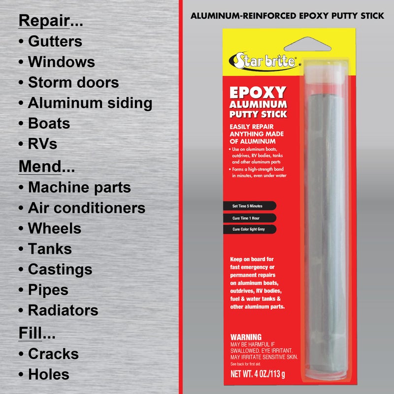 STAR BRITE Epoxy Aluminum Putty Stick - Make Fast, Permanent Repairs - Even Underwater - Aluminum 4 OZ. (087004) - Image 3