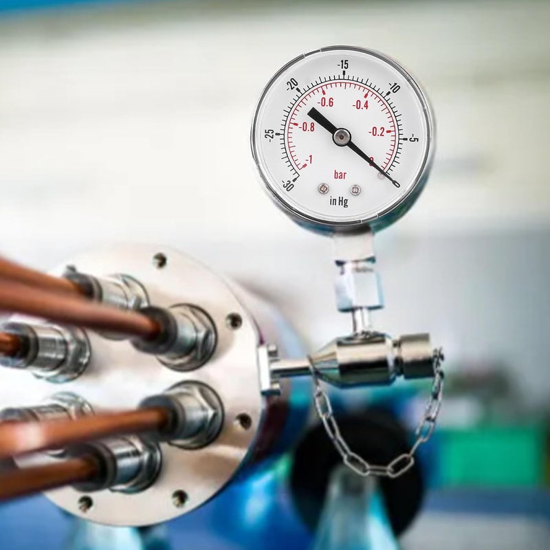 Heavy Duty Brass Vacuum Gauge 50mm 1 8 BSPT Back Connection For Air Water Oil Gas - Image 5