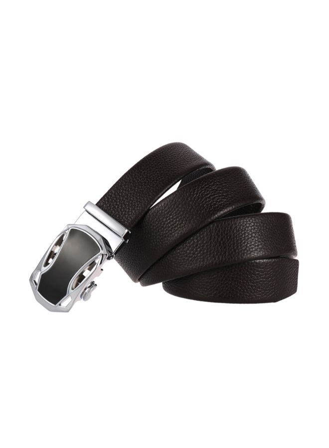 Automatic Closure Leather Waist Belt Black/Silver - Image 2