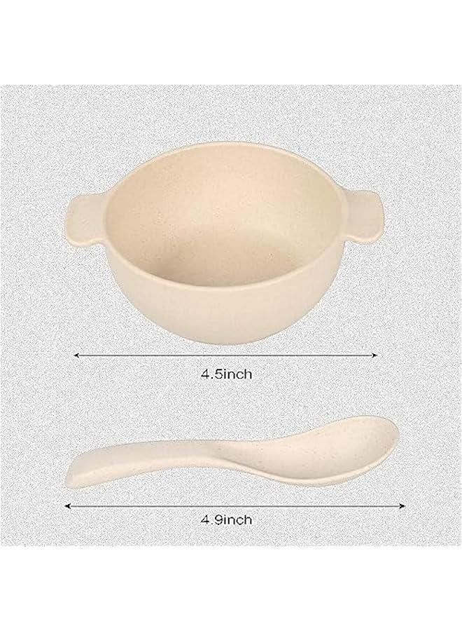 MOXO 4 Sets Wheat Straw Snack Bowl with Spoon for Kids Microwave  Dishwasher Safe Unbreakable Plastic Bowls for Baby Feeding - Image 2