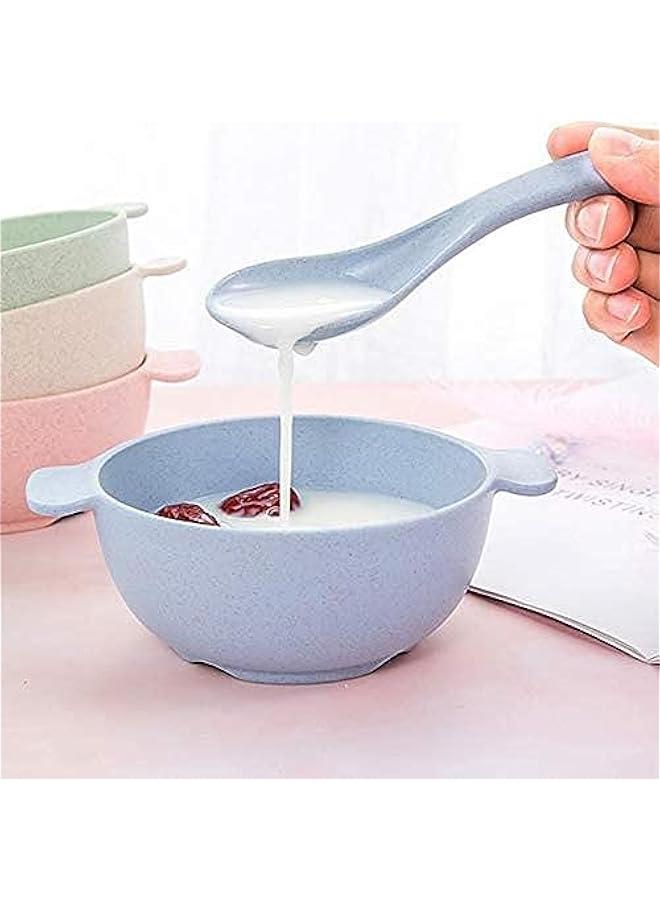 MOXO 4 Sets Wheat Straw Snack Bowl with Spoon for Kids Microwave  Dishwasher Safe Unbreakable Plastic Bowls for Baby Feeding - Image 5