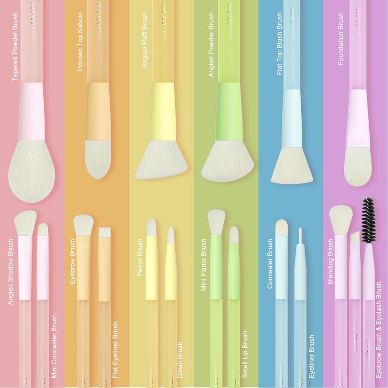 LULUCOLORS 18-Pcs Makeup Brush Set for Beginners - Travel-Friendly with Soft Arthritis-Friendly Handles & Non-Shedding Bristles | Includes Storage Bag, Eyeshadow Brushes & Sponges (Multi-Color) - Image 5