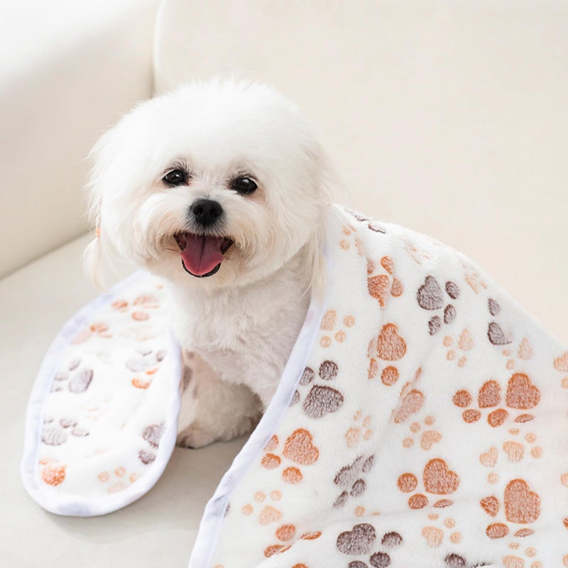 Retainbre 12 Pcs Small Dog Blanket Fleece Puppy Blankets Washable Pet Blankets for Cats Soft Flannel Paw Printed Throw for Guinea Pig Indoor Kittens Doggie (23 X 16 Inch, White, Dark Gray, Pink, Camel) - Image 2