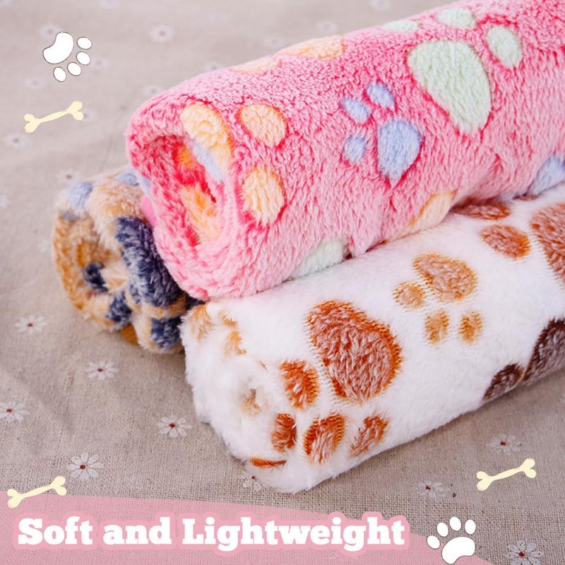 Retainbre 12 Pcs Small Dog Blanket Fleece Puppy Blankets Washable Pet Blankets for Cats Soft Flannel Paw Printed Throw for Guinea Pig Indoor Kittens Doggie (23 X 16 Inch, White, Dark Gray, Pink, Camel) - Image 5