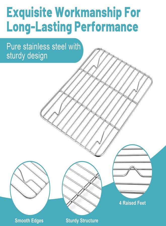 تيم فار رف تبريد من تيم فار، رف خبز سلكي من الفولاذ المقاوم للصدأ مقاس 8.75 بوصة × 6.25 بوصة للطهي والتحميص والشواء، مناسب لصينية الفرن، آمن للاستخدام في الفرن وغسالة الصحون، غير سام ومتين، قطعتان - Image 3