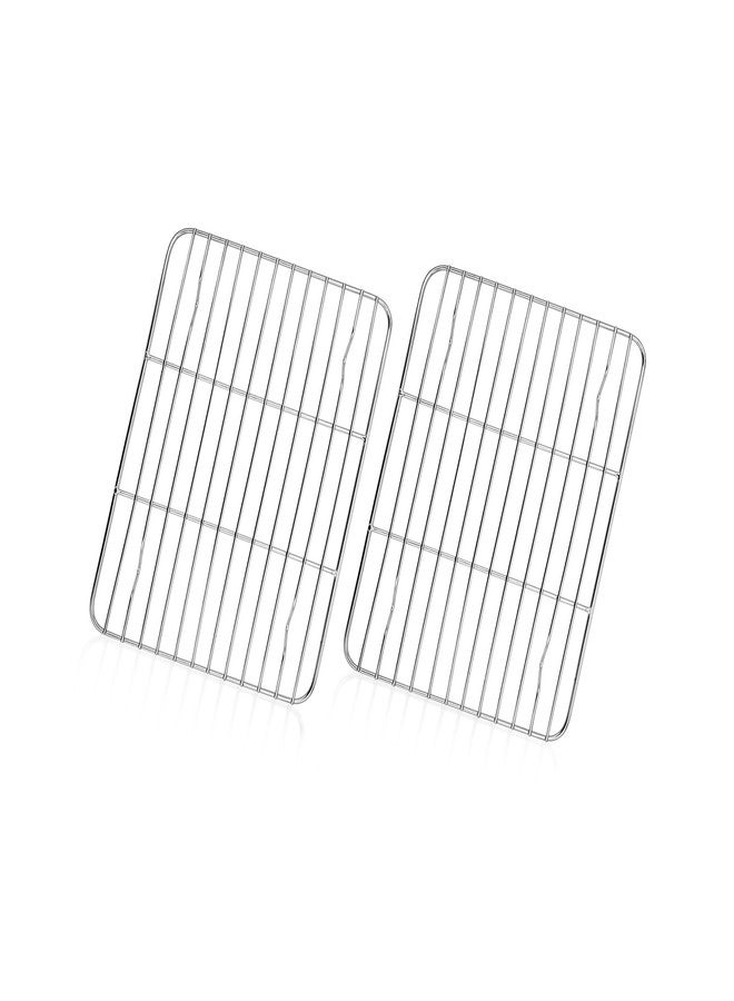 تيم فار رف تبريد من تيم فار، رف خبز سلكي من الفولاذ المقاوم للصدأ مقاس 8.75 بوصة × 6.25 بوصة للطهي والتحميص والشواء، مناسب لصينية الفرن، آمن للاستخدام في الفرن وغسالة الصحون، غير سام ومتين، قطعتان - Image 1