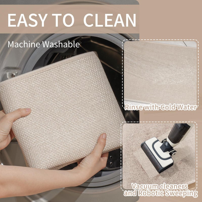 YDKGL Kitchen Mats for Floor, Super Absorbent Kitchen Rugs Non Slip Washable, Soft Imitation Linen Braided Kitchen Runner Rug, Standing Mat Kitchens Sink Mat, Easy to Clean, Beige 17x47 - Image 4
