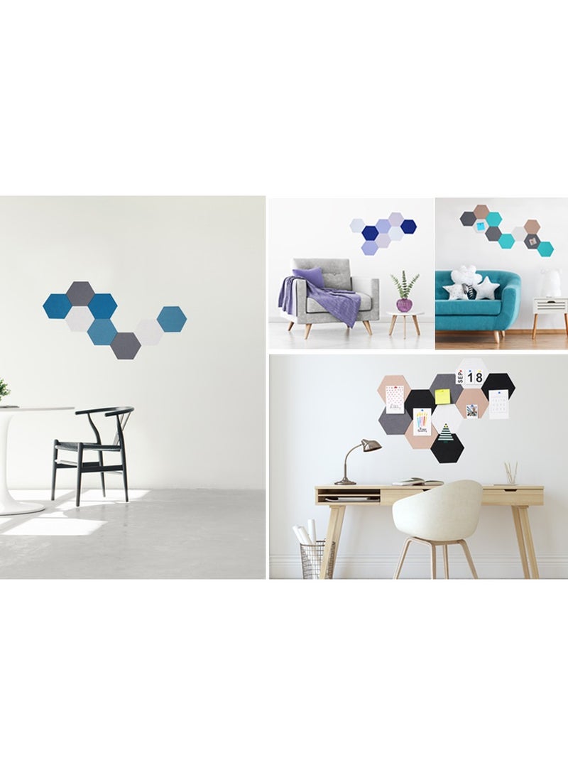 Hexagon Self Adhesive Felt Boards 8Pcs 59 Inch Cork Pin Board for Photos Memos Wall Display Color A - Image 4