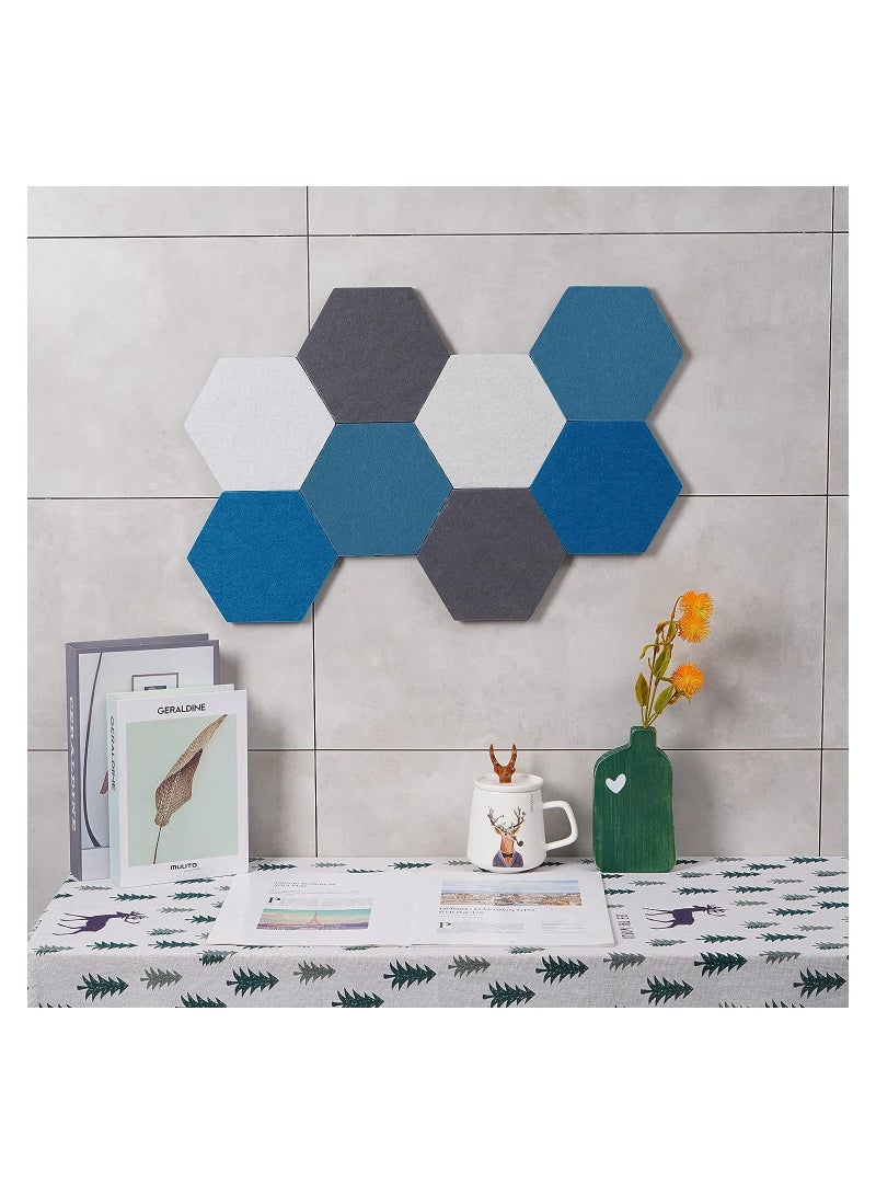 Hexagon Self Adhesive Felt Boards 8Pcs 59 Inch Cork Pin Board for Photos Memos Wall Display Color A - Image 3