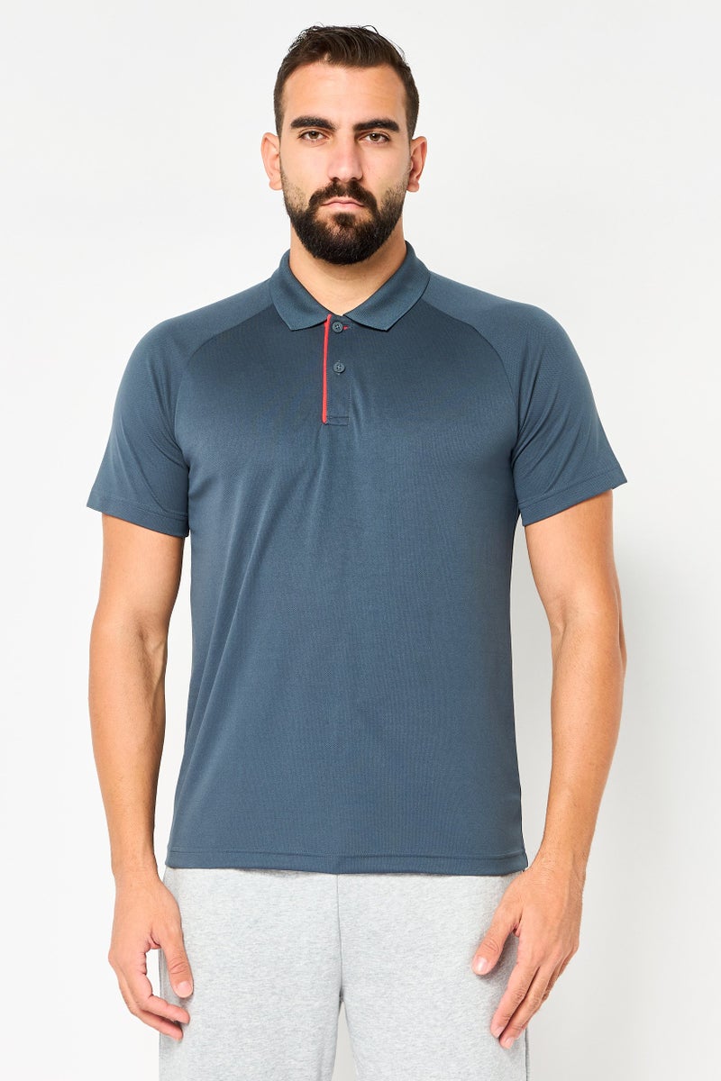 Adidas Men Sportswear Fit Short Sleeve Outdoor Polo Shirt, Grey - Image 1