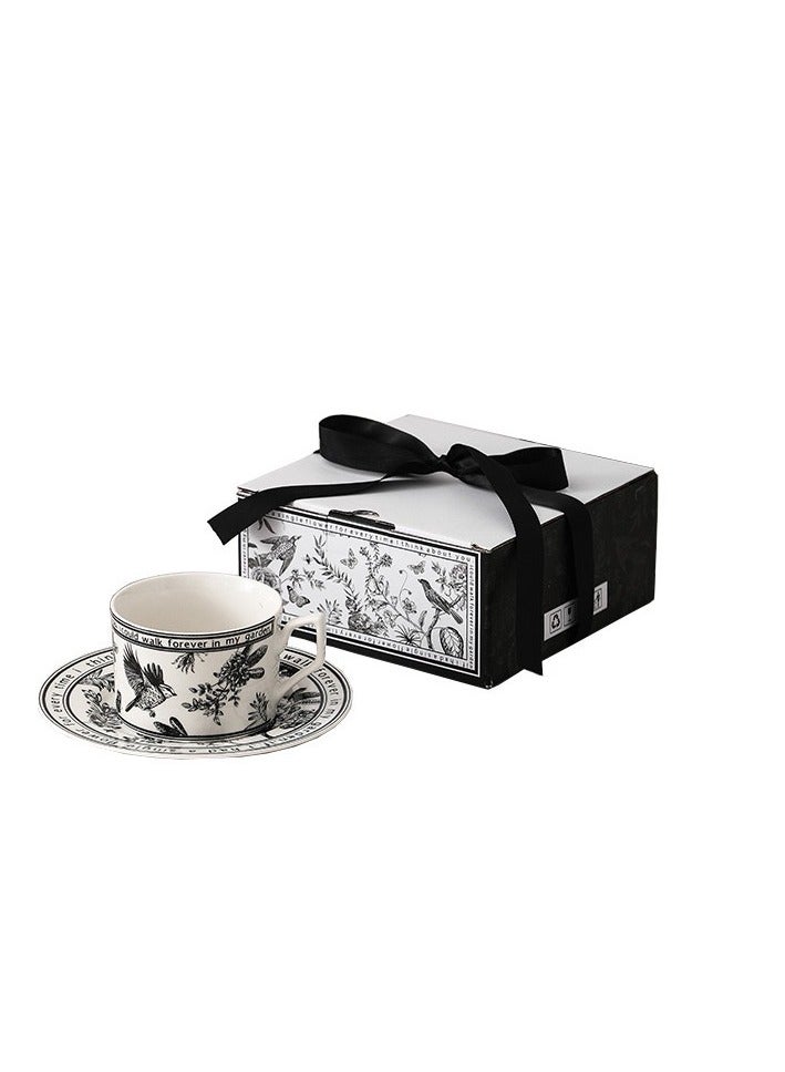 جوسكوين مجموعة أكواب وصحون القهوة الخزفية، تصميم زهور قديم، كوب وصحن قهوة خزفي مع صندوق هدايا، كوب قهوة مصنوع يدويًا على شكل زهرة للاستخدام في المنزل أو المكتب، سعة 250 مل. - Image 2