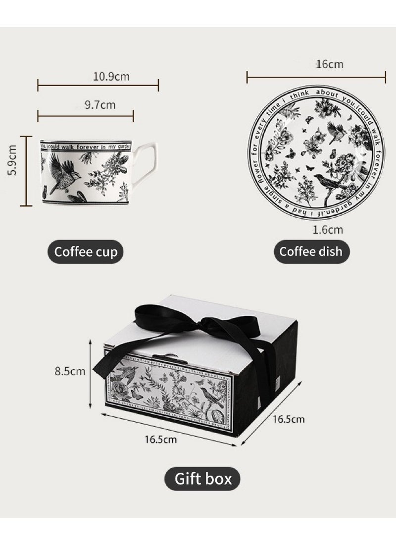 جوسكوين مجموعة أكواب وصحون القهوة الخزفية، تصميم زهور قديم، كوب وصحن قهوة خزفي مع صندوق هدايا، كوب قهوة مصنوع يدويًا على شكل زهرة للاستخدام في المنزل أو المكتب، سعة 250 مل. - Image 3