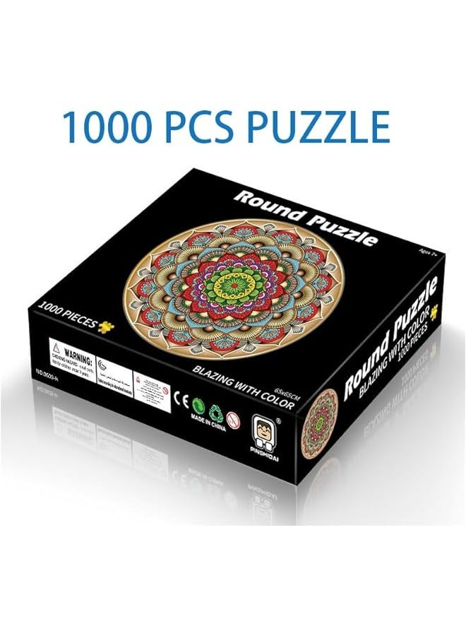 Mandala Puzzle 1000 Pieces for Adults-Colorful Round Jigsaw Puzzle, Challenge Jigsaw Puzzles for Adults - Image 2