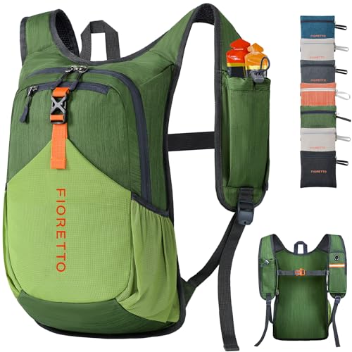 FIORETTO 15L Hiking Backpack for Women Men Mini Packable Backpack Lightweight Small Daypack for Camping Travel Outdoor Green - Image 1