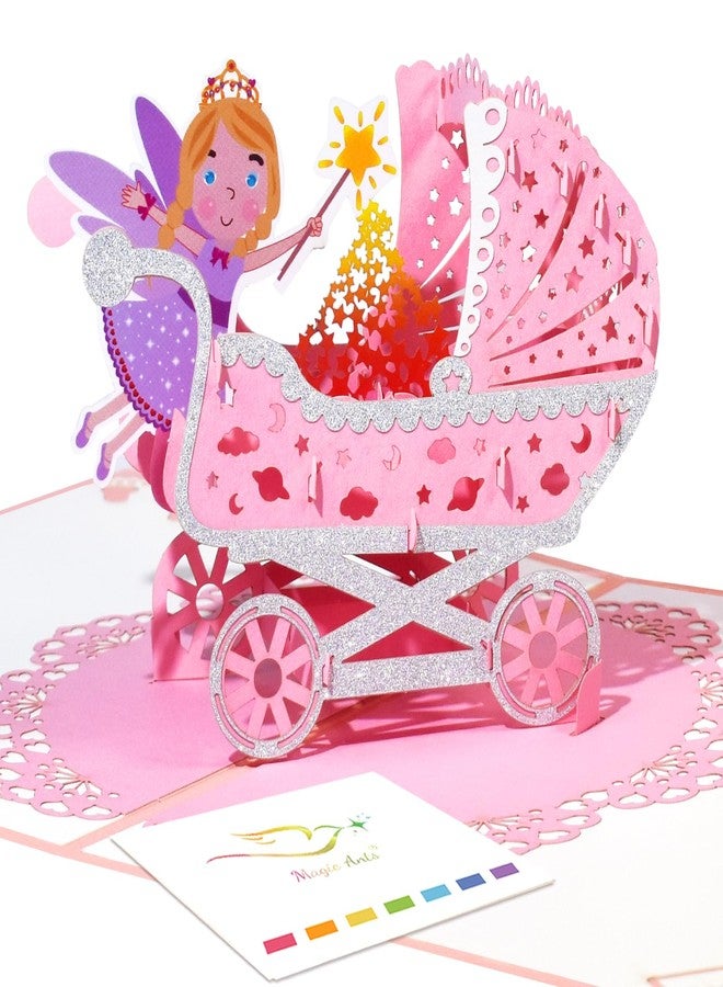 Magic Ants Greeting Card, New Baby Girl, Pop-Up Baby Shower Card, Congratulations Card, First Birthday Card for Girls, Pink, 7.9 x 5.9 inches - Image 1