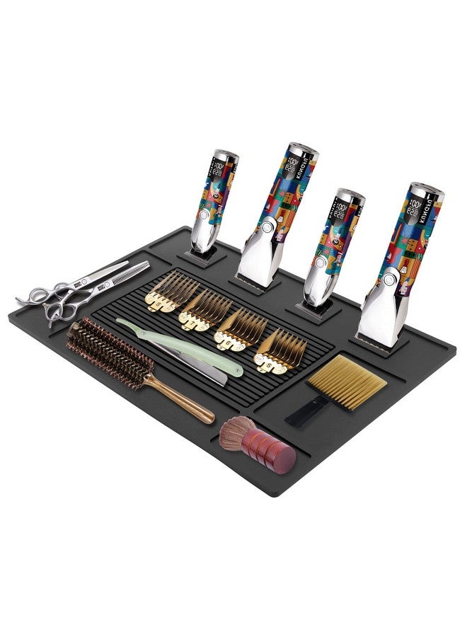 MoyRetty Magnetic Barber Organizer Mat for Clippers(17.7'' x 11.8'') - Professional Anti-Slip Heat Resistant Silicone Pad with Salon Station Accessories for Hair Stylist Clippers Supplies (Black) - Image 1
