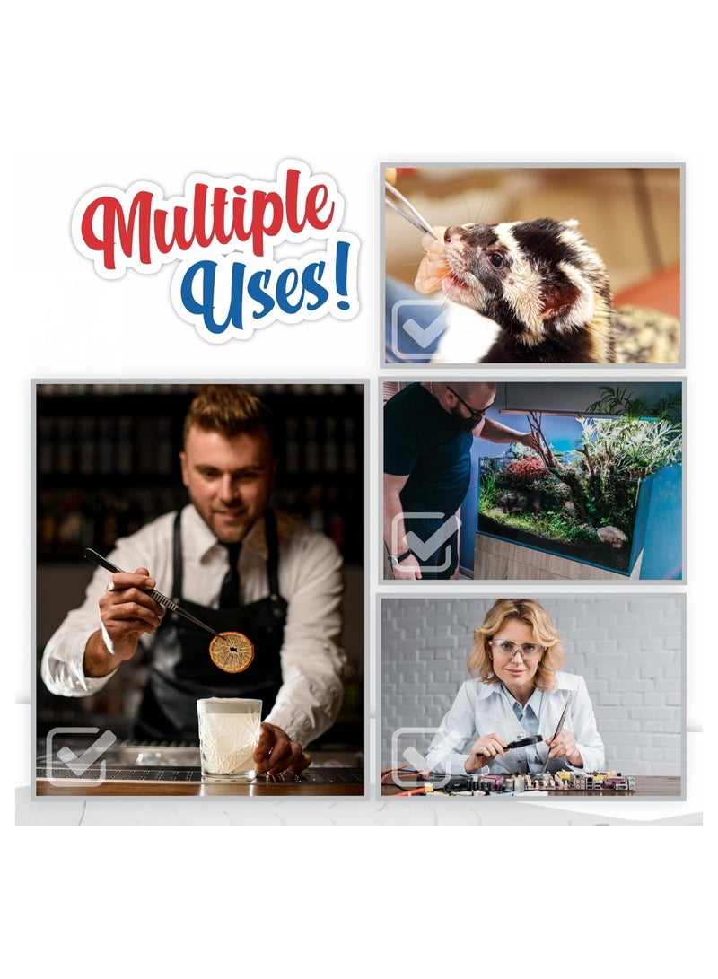 KASTWAVE ملقط طعام من الفولاذ المقاوم للصدأ، مجموعة ملاقط لإزالة الشوك من السمك 5 قطع، ملاقط بوفيه، ملاقط دقيقة للمطبخ، ملاقط طويلة للطهي، المأكولات البحرية، شواء، استخدامات متعددة - Image 3