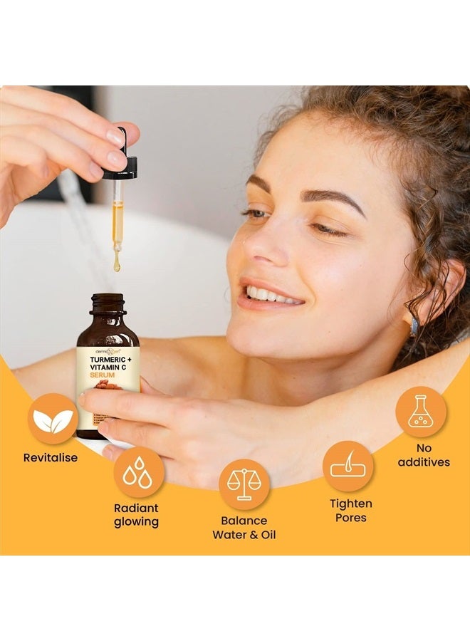 dermaxgen سيروم الوجه بالكركم + فيتامين C: مرطب عضوي لتقليل حب الشباب، وتوحيد لون البشرة، وفوائد مكافحة الشيخوخة - ترطيب البشرة الباهتة والجافة - سيروم للوجه - 1 FL OZ - Image 5