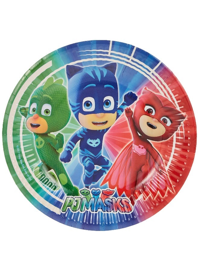 Ciao أطباق ورقية PJ Masks 20 سم - عبوة من 8 أطباق عيد ميلاد للأطفال مع كات بوي، أويلت وجيكو - أطباق حفلات ملونة قابلة للتخلص منها للأولاد والبنات - Image 1