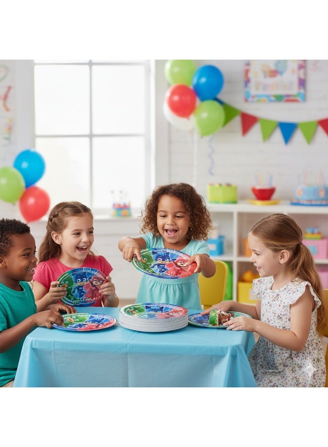 Ciao أطباق ورقية PJ Masks 20 سم - عبوة من 8 أطباق عيد ميلاد للأطفال مع كات بوي، أويلت وجيكو - أطباق حفلات ملونة قابلة للتخلص منها للأولاد والبنات - Image 2