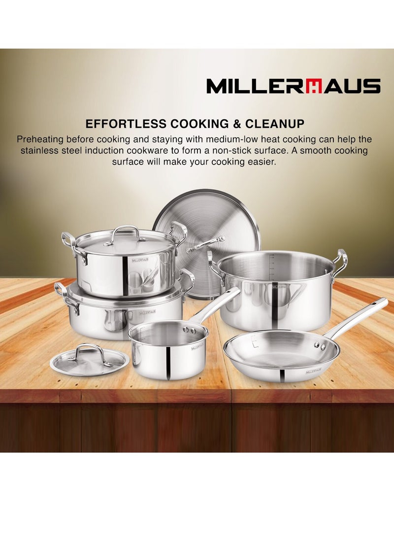 MILLERHAUS Millerhaus Triply 9pcs Cookware Set  Stainless Steel  - Image 3