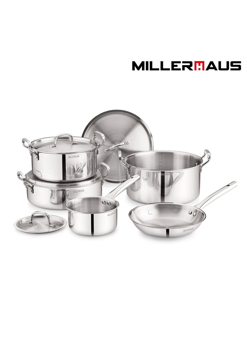 MILLERHAUS Millerhaus Triply 9pcs Cookware Set  Stainless Steel  - Image 1