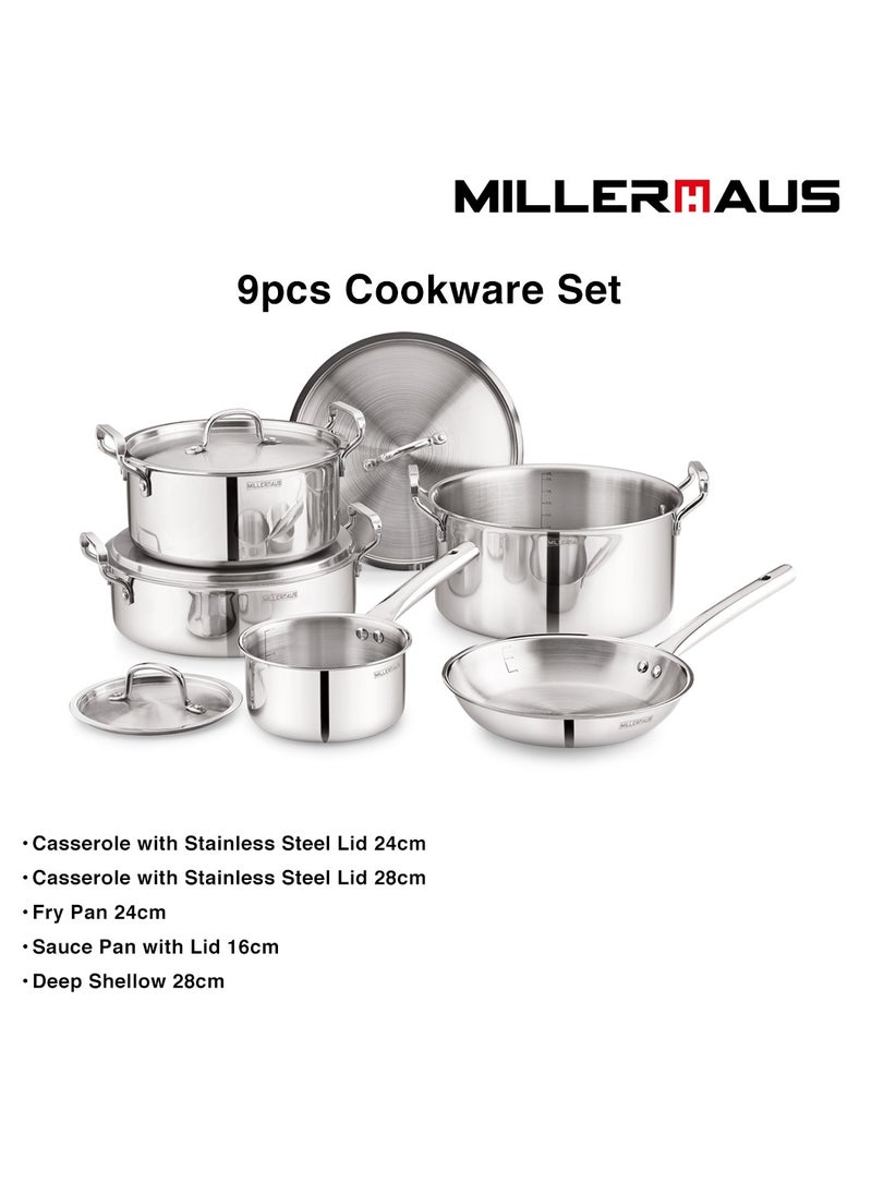 MILLERHAUS Millerhaus Triply 9pcs Cookware Set  Stainless Steel  - Image 2