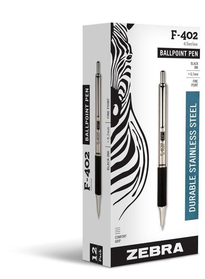 Zebra Pen F402 Retractable Ballpoint Pen, 12 count, Black (29210) - Image 1
