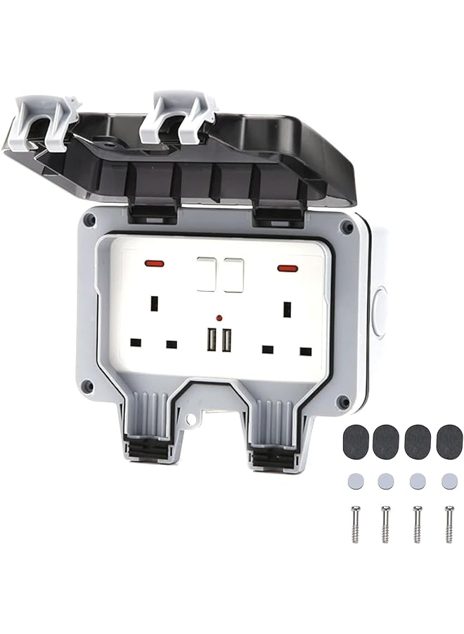 promass Outdoor Socket Cover, IP66 Switched Outdoor Socket Cover, Waterproof Single Socket Cover, Outdoor Wall Weatherproof Plug Socket Box for Double Socket, USB Socket, WP socket - Image 1
