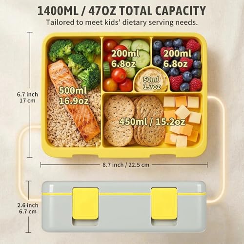 rockpapa Kids Lunch Box Set with 14oz Insulated Water Bottle & Lunch Bag, Leakproof 5.5 Cups Bento Box for School & Children, BPA-Free, Microwave Safe for Boys Girls (Grey Trucks) - Image 3