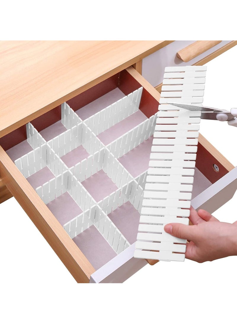 فاصل للدرج، منظم تخزين DIY قابل للتعديل لتنظيف السكاكين والمكياج والملابس والفساتين والمكاتب والصناديق في المطبخ والحمام والغرفة النوم والمكتب، قابل للتقطيع حسب الرغبة (4 قطع) - Image 1