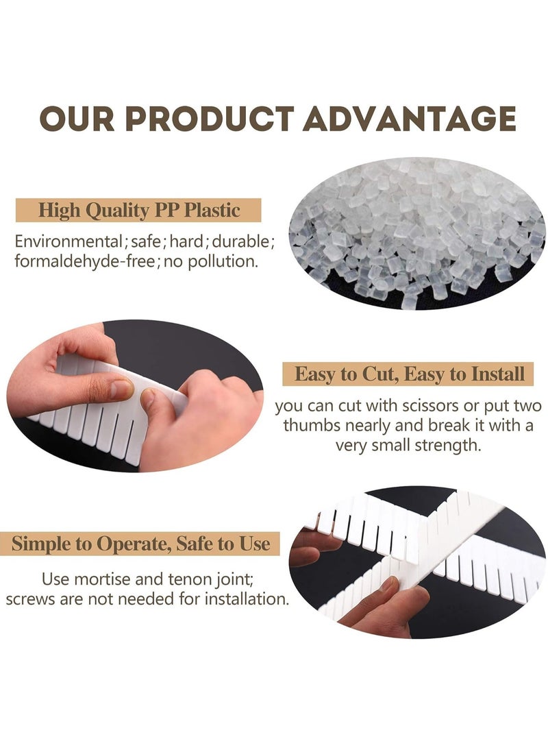 فاصل للدرج، منظم تخزين DIY قابل للتعديل لتنظيف السكاكين والمكياج والملابس والفساتين والمكاتب والصناديق في المطبخ والحمام والغرفة النوم والمكتب، قابل للتقطيع حسب الرغبة (4 قطع) - Image 4