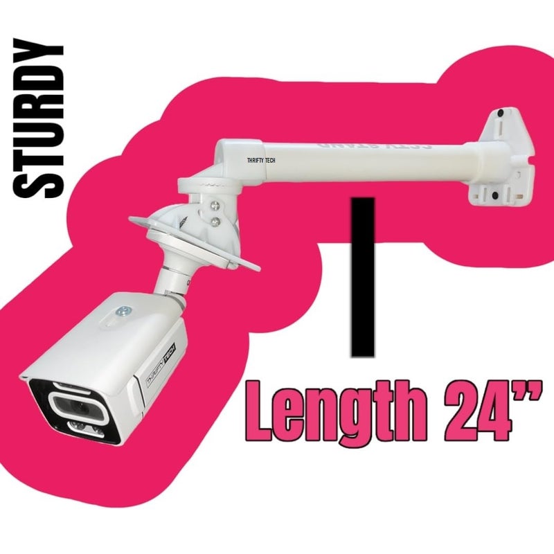 Thrifty Tech 24" Heavy Duty (Hard PVC Pipe) Wall Mounting Bracket/Stand for Bullet Camera, Universal Indoor & Outdoor Usage, CCTV Camera Wall Mounting Bracket Stand for Bullet & Box Camera (24"). - Image 3