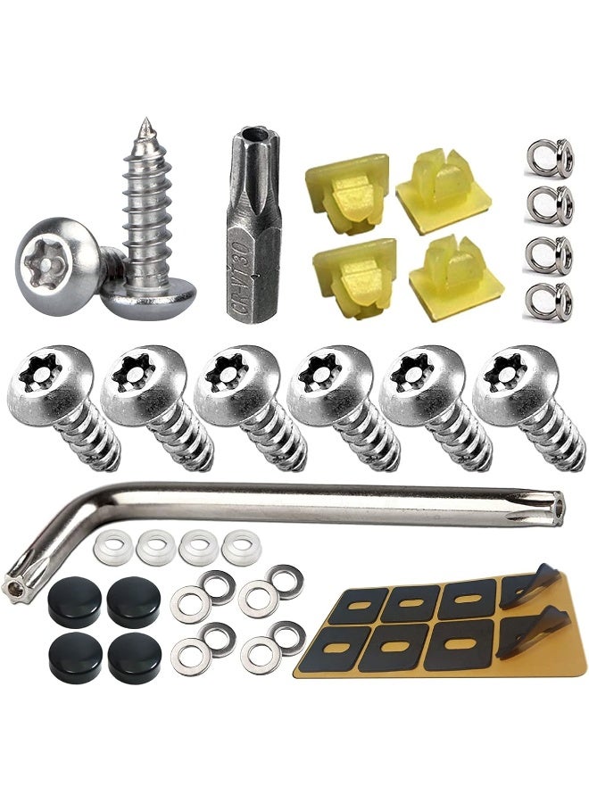 AOOTF Anti Theft License Plate Screws - Stainless Steel License Plate Frame Screws Tamper Resistant Fasteners - Image 1