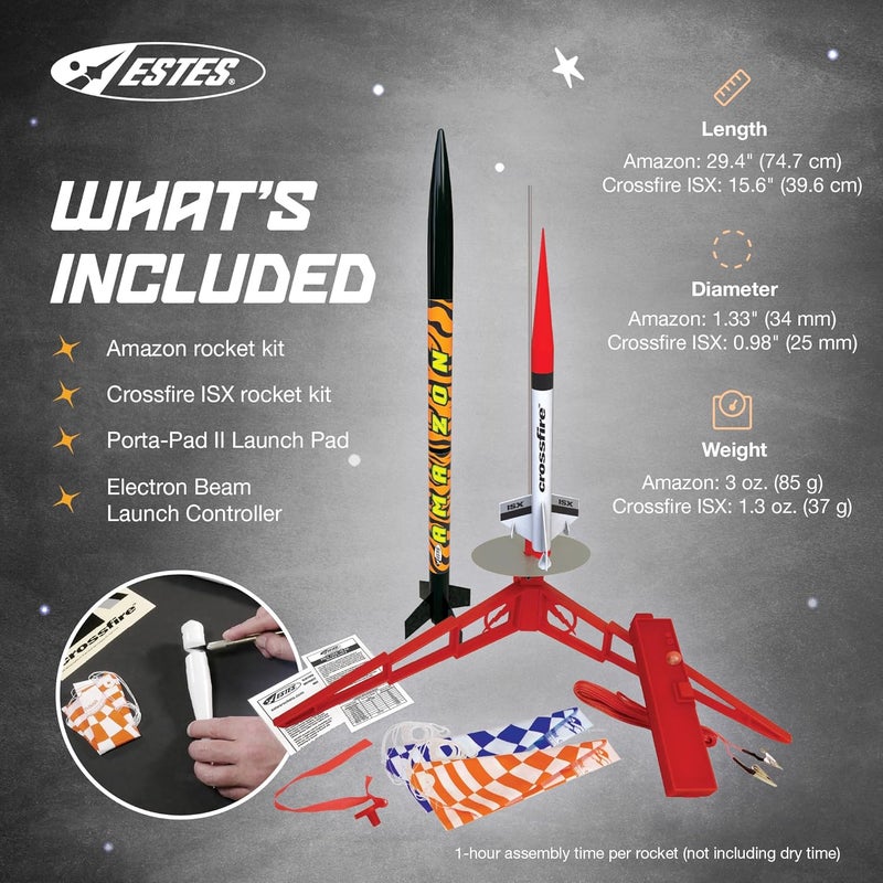 Estes Tandem-X Flying Model Rocket Launch Set with Amazon and Crossfire ISX Rockets - Orange, 30 Inches - Image 3