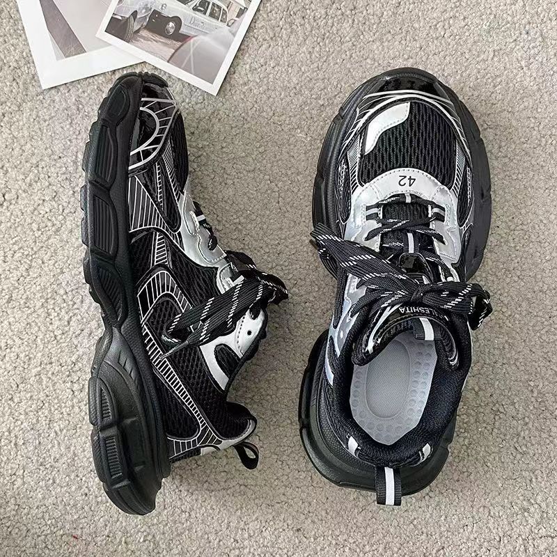 2024 Hong Kong Style Vintage Torre Shoes Womens Ins Trendy Autumn and Winter New Turbo Platform All-match Sports Casual Shoes Black shoes