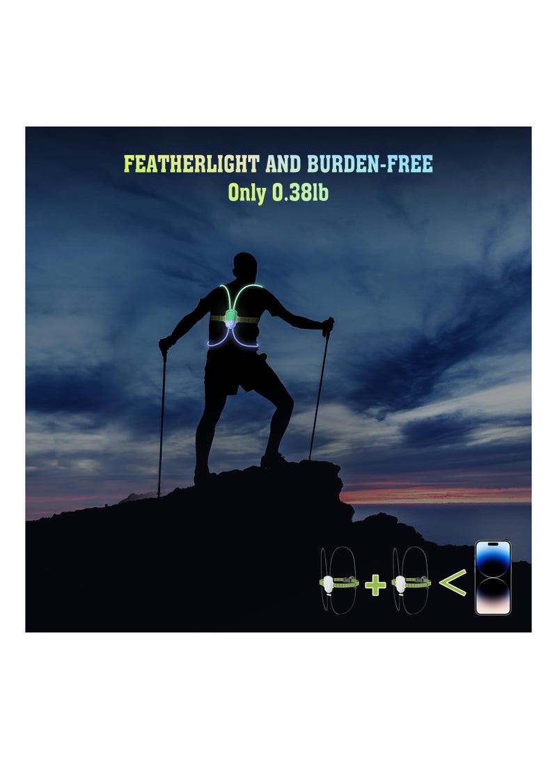 SOLARAE LED Reflective Running Vest with Front Light - High Visibility, Lightweight, Anti-Slip Safety Gear for Outdoor Sports. Rechargeable Light, Available in Multiple Colors for Any Outfit. - Image 3