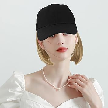 Lurrose Baseball Cap Wig Hair Extensions Adjustable Womens Hat with Synthetic Wig Attached - Image 3