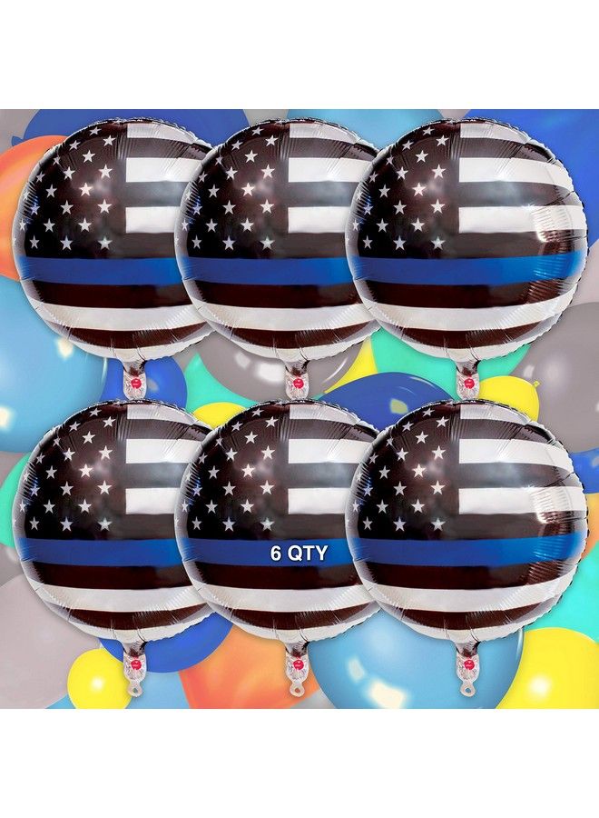 Havercamp ’S Police Thin Blue Line Balloons (6 Pcs.) 18” Round Mylar! - Image 3