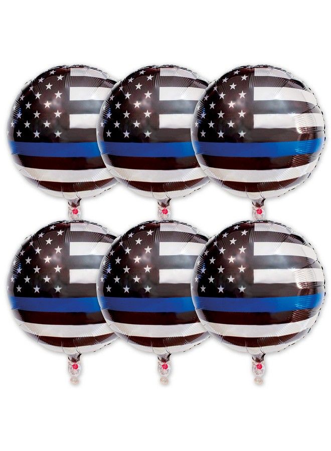 Havercamp ’S Police Thin Blue Line Balloons (6 Pcs.) 18” Round Mylar! - Image 2