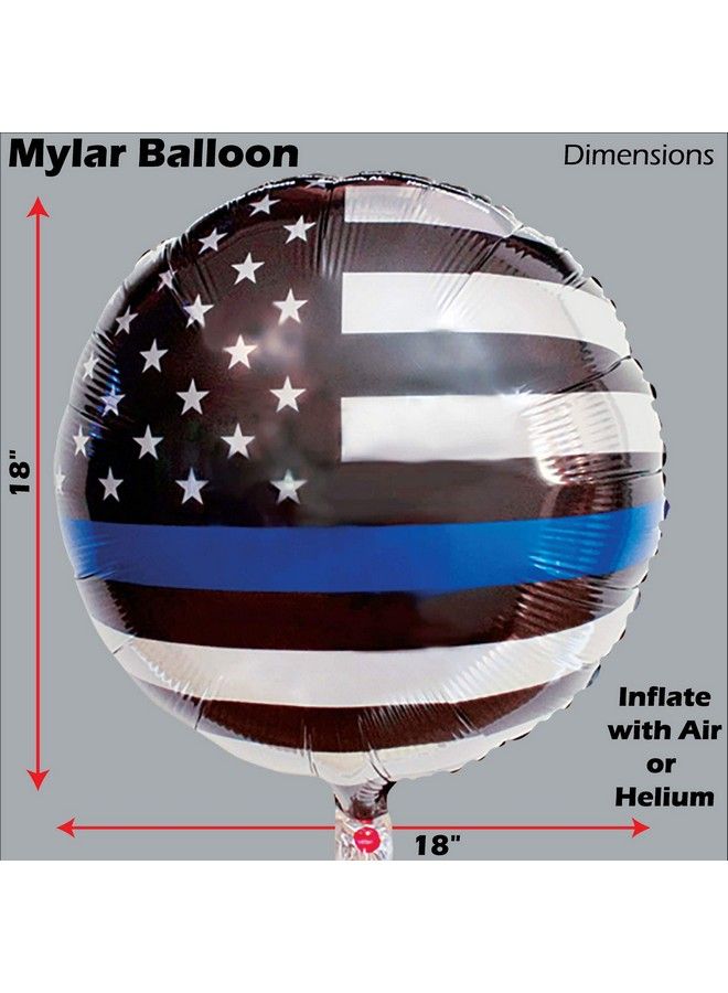 Havercamp ’S Police Thin Blue Line Balloons (6 Pcs.) 18” Round Mylar! - Image 4