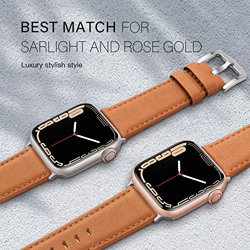 EDIMENS Leather Bands Compatible with Apple Watch 49mm 45mm 42mm 44mm Band Men Women, Vintage Genuine Leather Wristband Replacement Band Compatible for Apple Watch iwatch Series 9 8 7 6 5 4 3 2 1 SE2 - Image 5