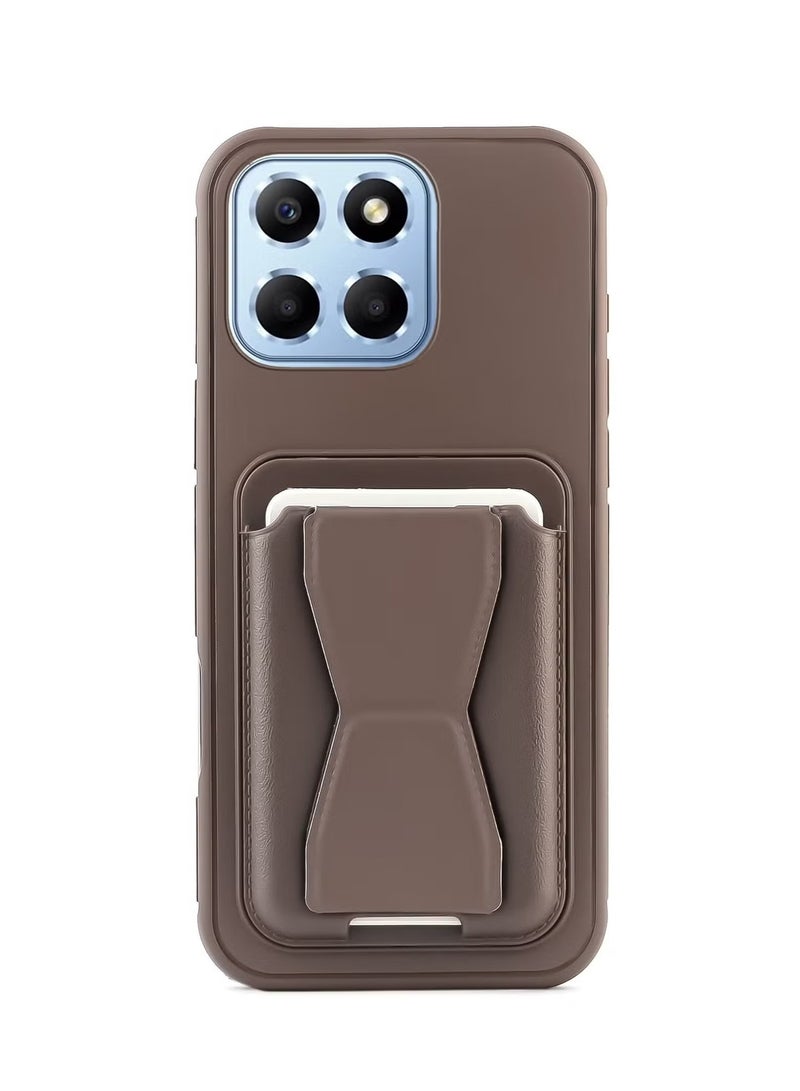 Leather Wallet Case Compatible with Honor X7C, Leather Back Cover With TPU Frame, Shockproof Protective Phone Case with Card Holder Stand