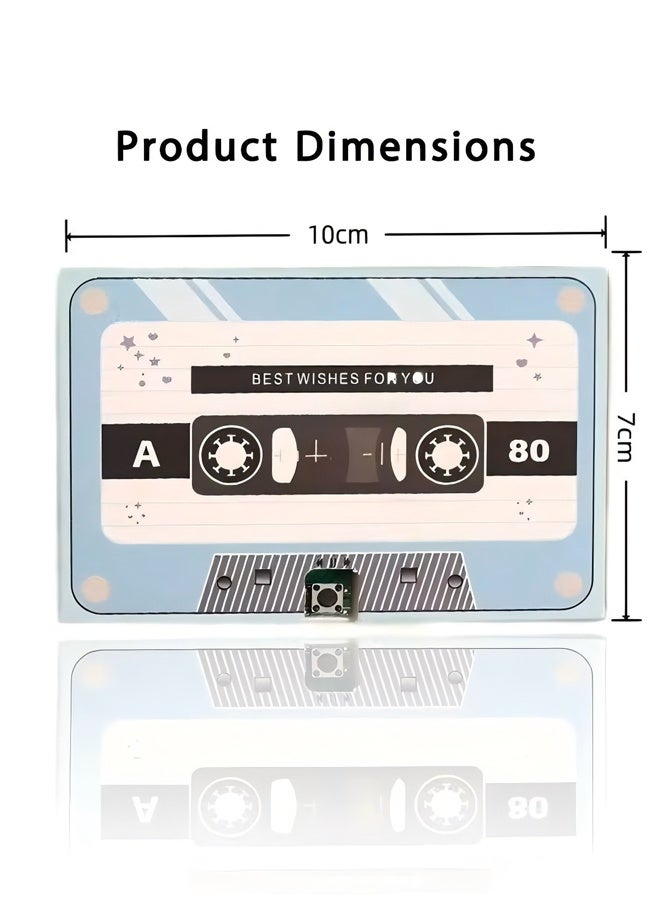 Wffo Voice Greeting Card – 60 Second Recordable Audio Card with Playback – Retro Cassette Talking Sound Card – Personalized Voice Message Greeting for Birthday, Wedding, Anniversary, Special Occasions – Blue - Image 2