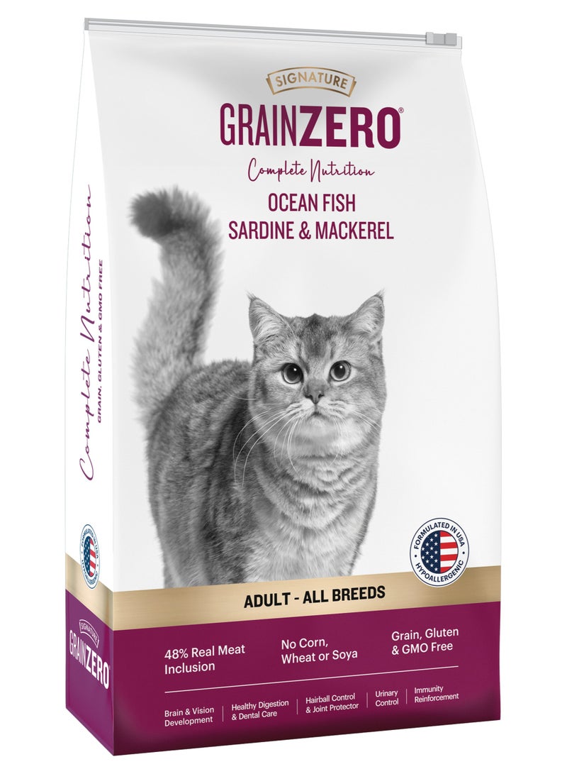 Grain Zero طعام قطط جاف متميز  سمك المحيط  سردين و ماكريل - Image 2