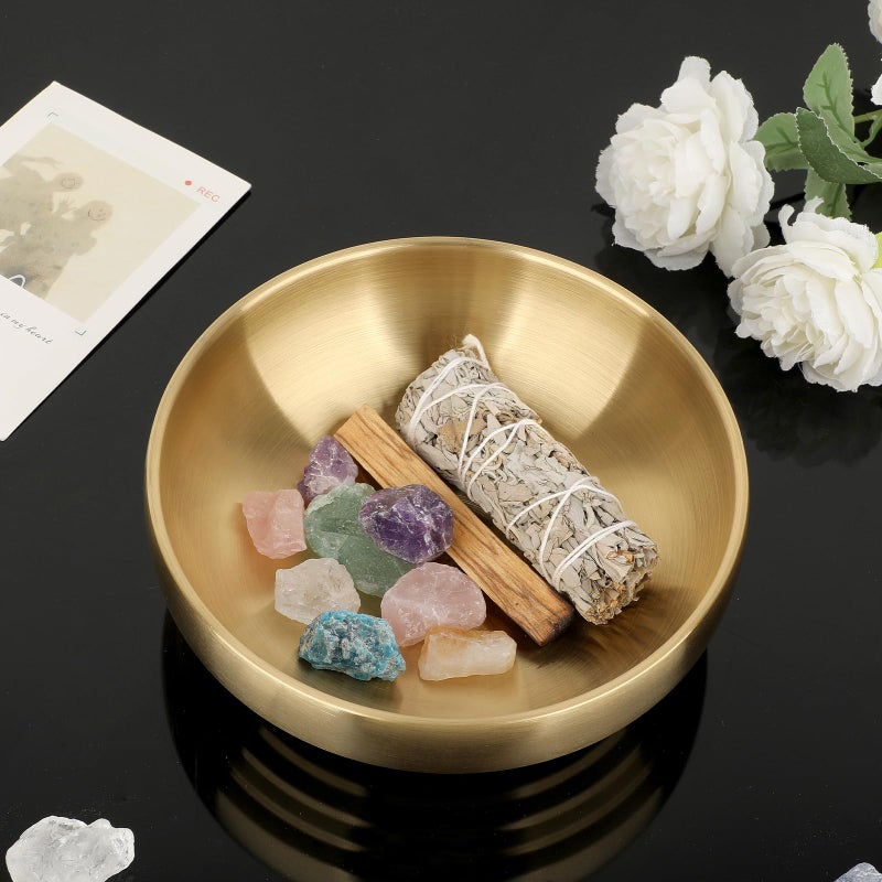 GUSHBIN Key Bowl for Entryway Table Decorative Key Dish for Organizing Tabletop Catch All Bowl Gold Fruit Bowls for Kitchen Counter, Coffee Table,7.4 Inches - Image 4