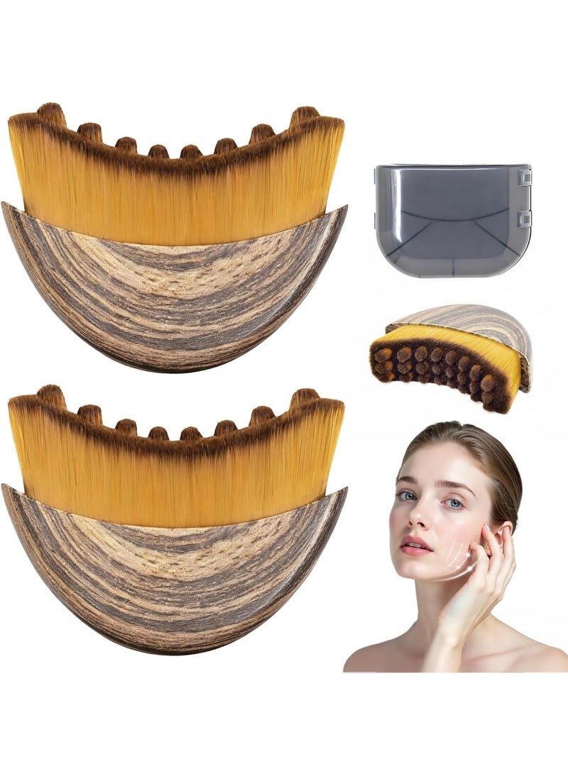 ATRJSZ 2 PCS Lymphatic Contour Face Brush, Manual Lymphatic Drainage Massager, Natural Makeup Brushes with Durable Soft Bristles, Hypoallergenic Ergonomic Facial Cleansing Brush for Sculpting - Image 1