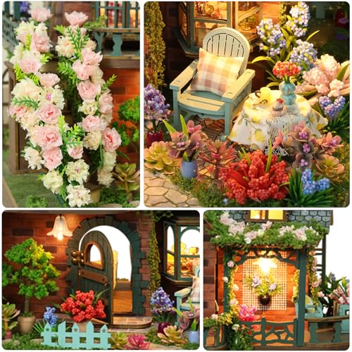 Plustopoy DIY Miniature House Kit  DIY Mini House Building Kit  Wooden Dollhouse Miniature Kit Tiny Garden House Diorama Building Kits with Light  3D Puzzle Adult Craft Unique Gift - Image 5