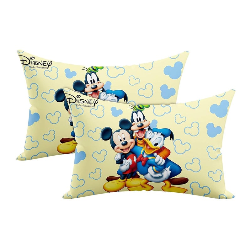 Kuber Industries 2 Pcs Kid's Disney Mickey Team Pillow for Sleeping | Cozy & Fluffy Super Soft Pillow | 12x18 Inches - Cream - Image 1